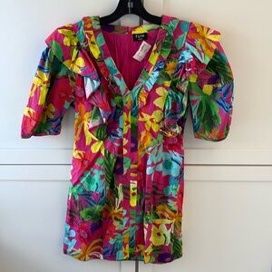 NWT Fate Tropics Mini Dress with Puff Sleeve